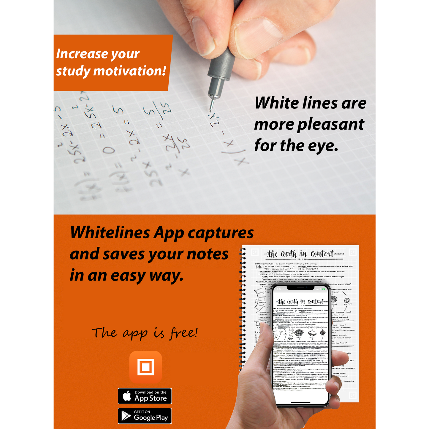 Use the Whitelines App together with Whitelines notebook to integrate your notes with the digital world.