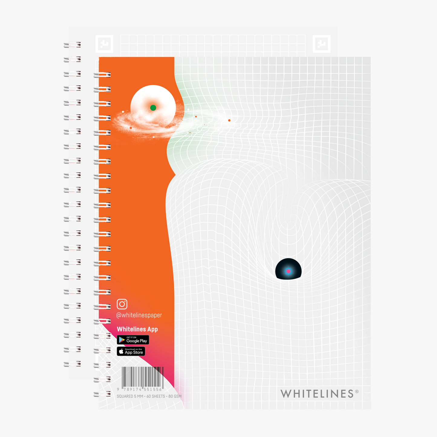 Whitelines Revelations A5 Graphed/Squared Notebook perfect for writing, sketching, journaling, drawing, working and studying effectively