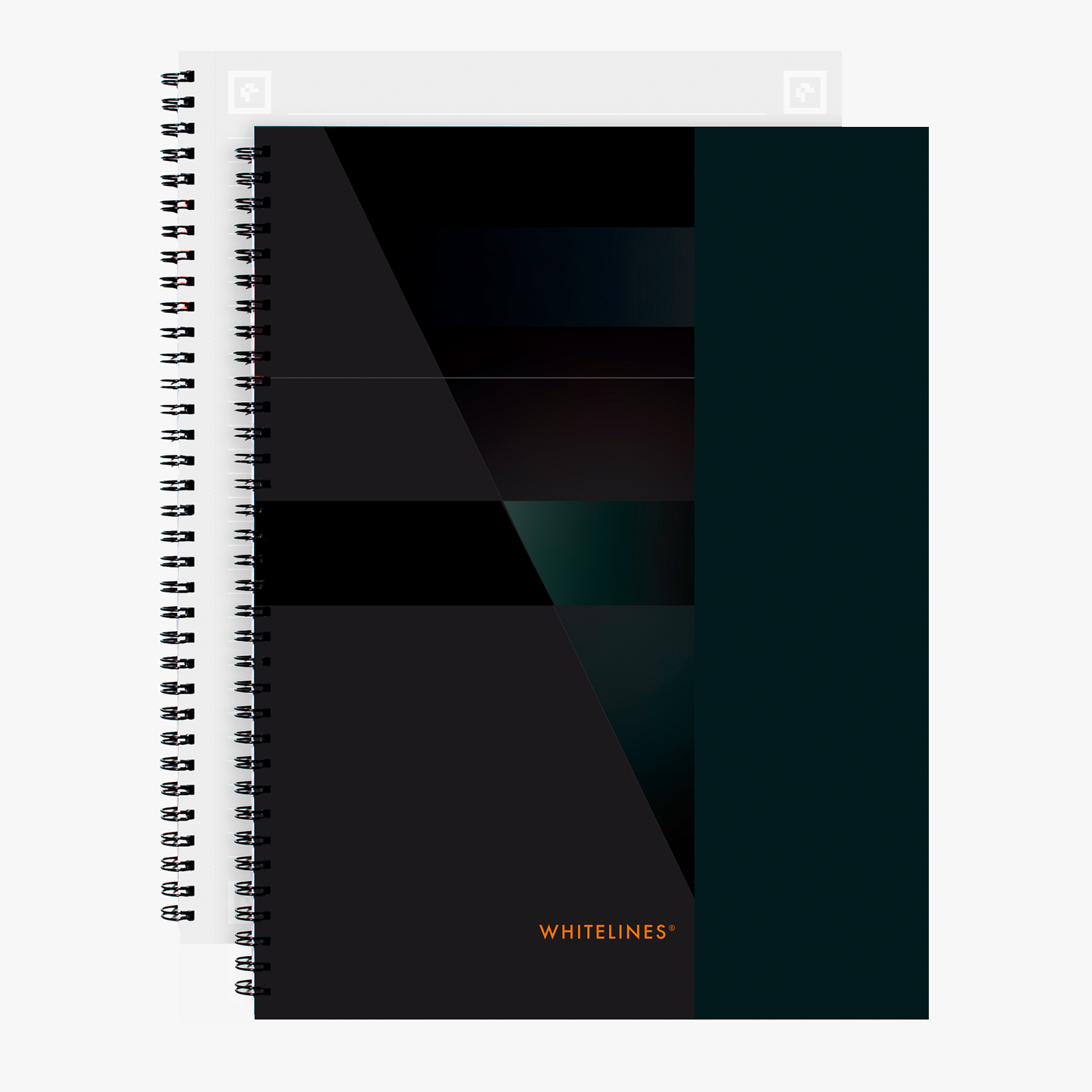 Whitelines lined A4 notebook with a dark cover.