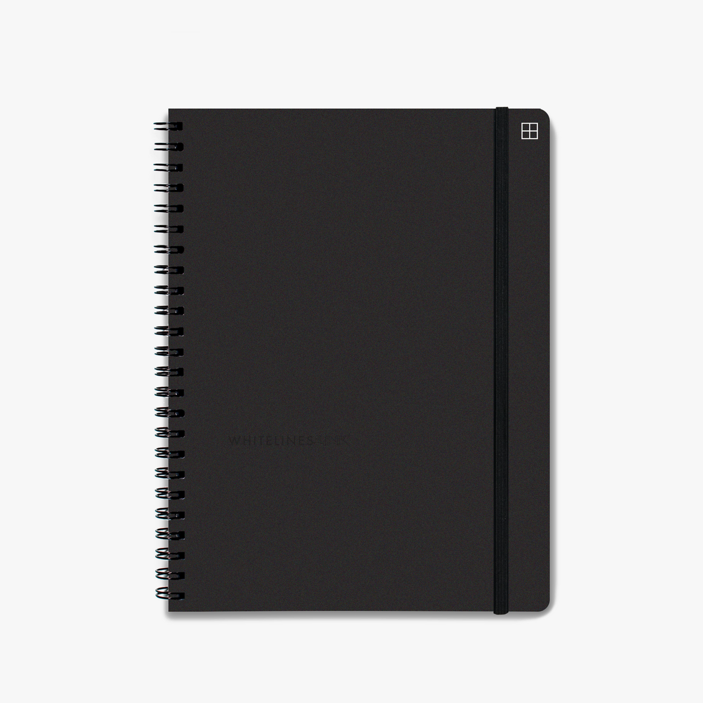Black graph A5 notebook with white lines
