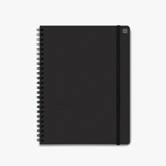Black graph A5 notebook with white lines