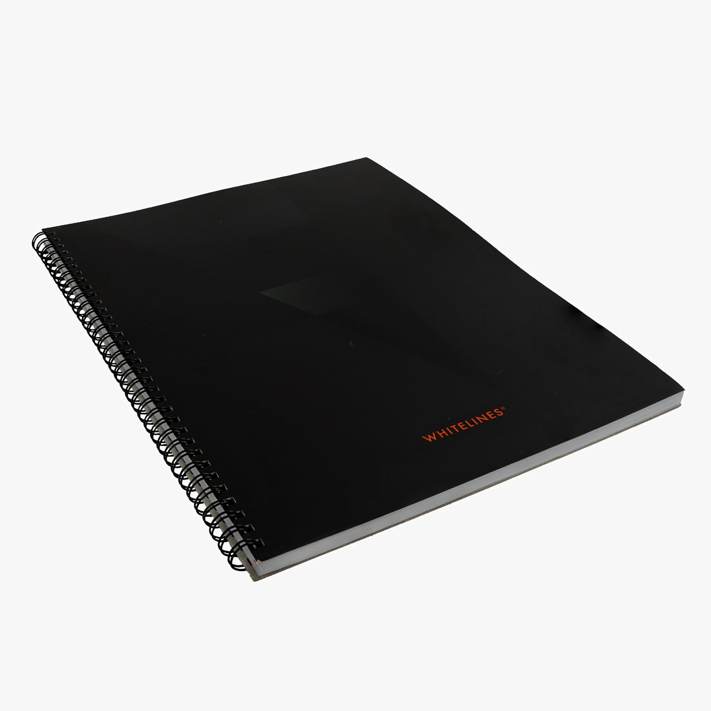 A4 size whitelines notebook with dark cover.
