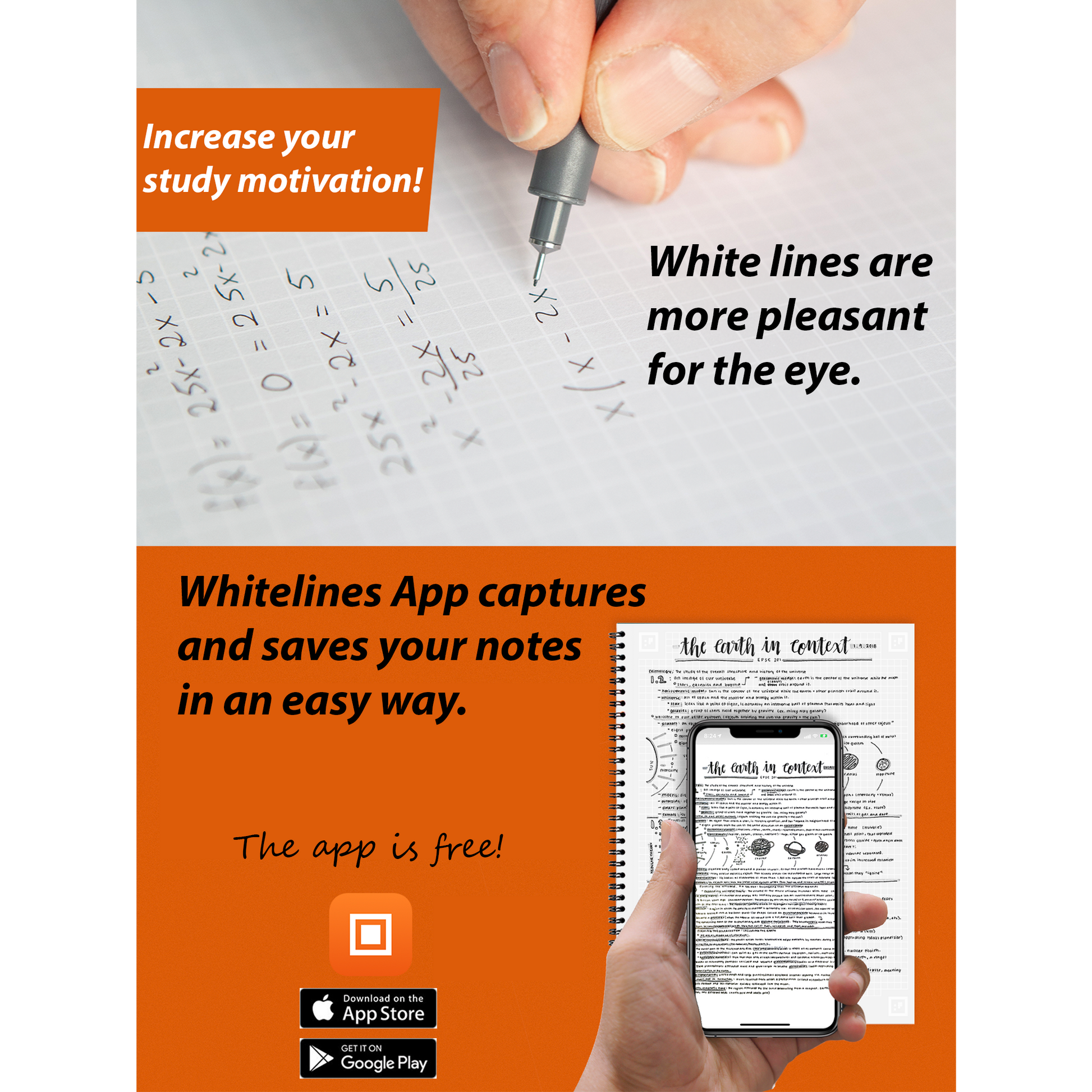 Use the Whitelines App to convert your notes to your mobile phone.