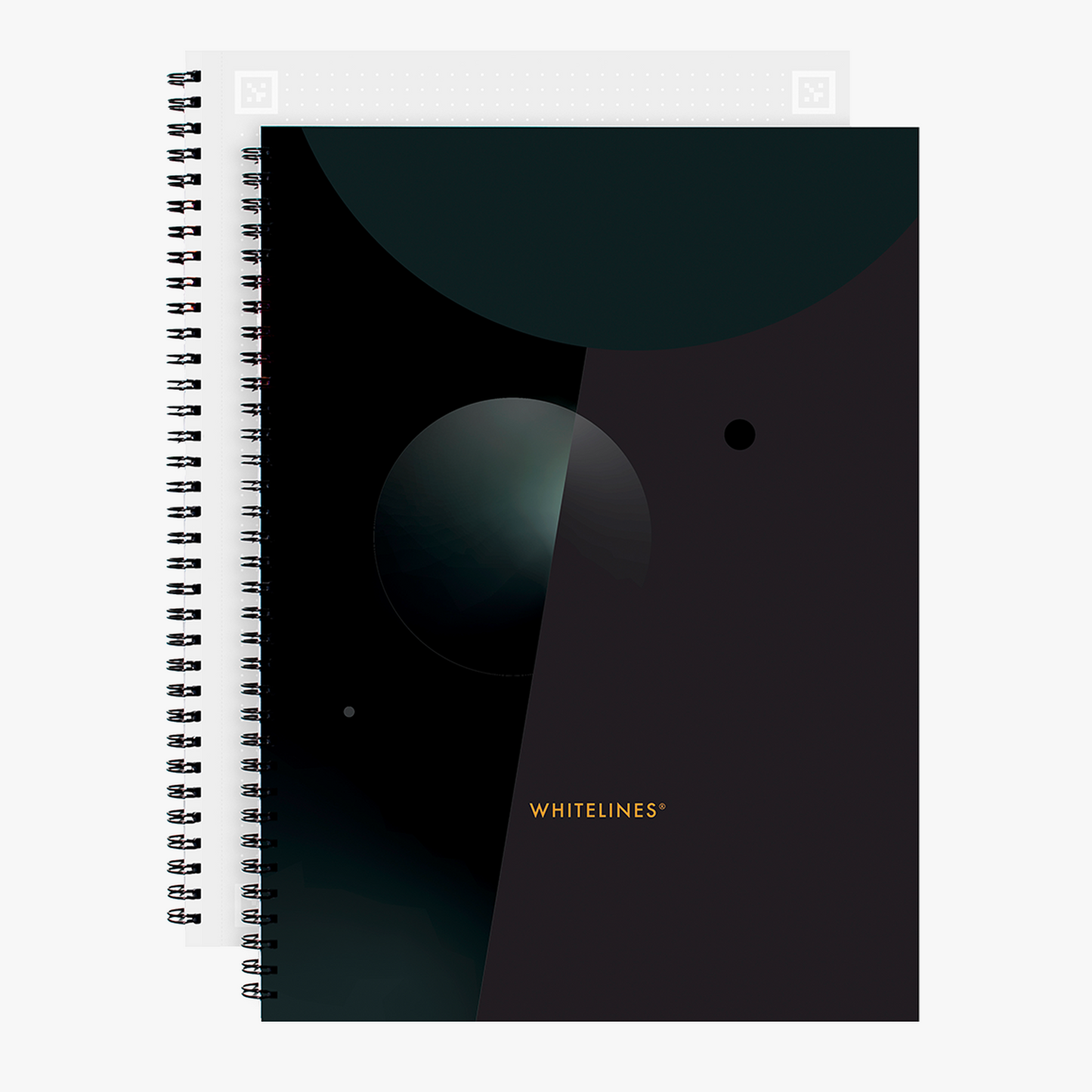 Whitelines dotted A4 notebook with a dark cover. 