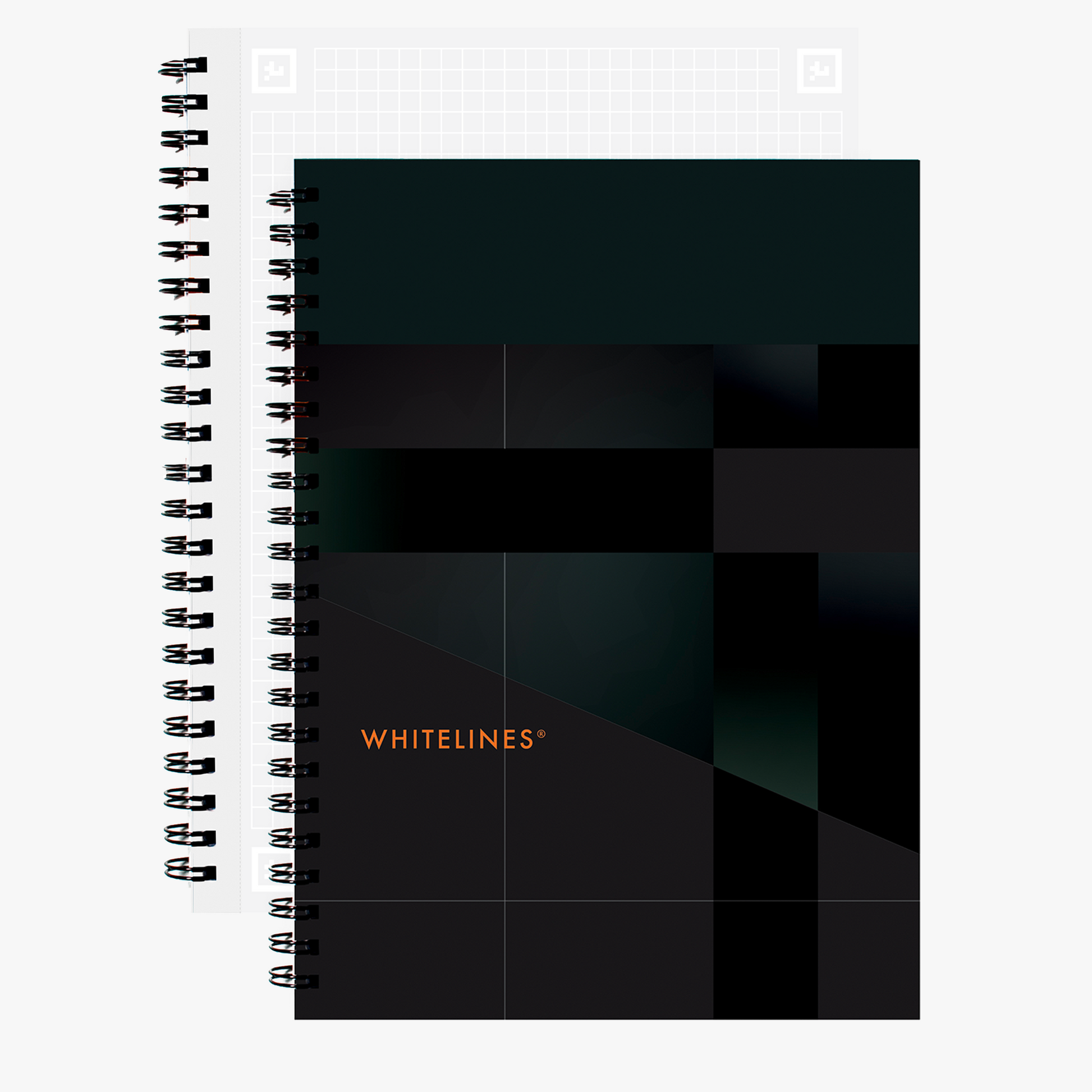 Whitelines graph A5 notebook with a dark cover.