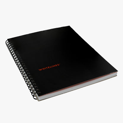 A5 size whitelines notebook with dark cover.