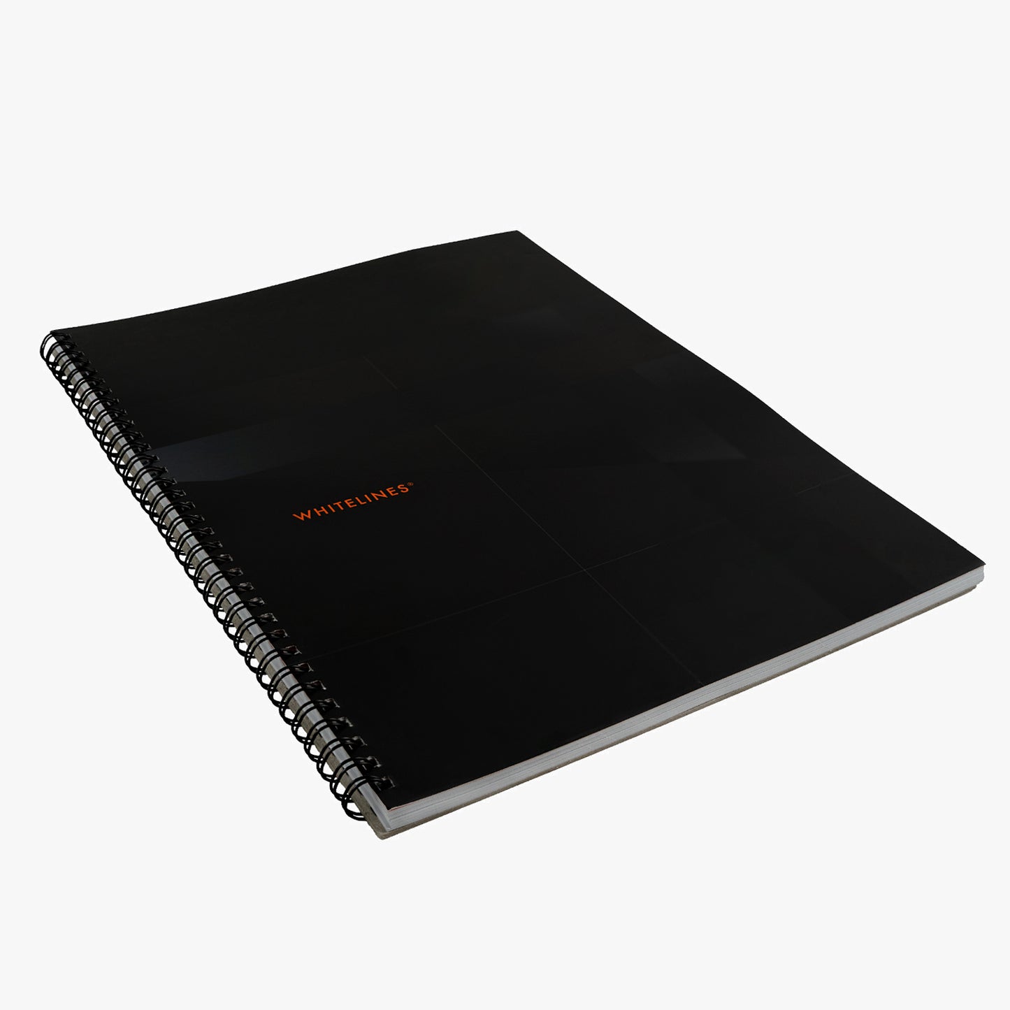 A4 size whitelines notebook with dark cover.